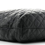Lambskin Quilted Maxi Icare Shopping Tote Black