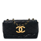Lambskin Quilted Jumbo CC Small Single Flap Black