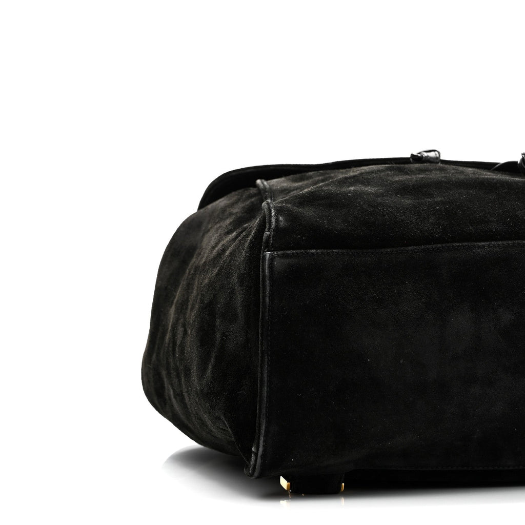 Suede CC Drawstring Backpack Black