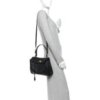 Grained Calfskin Small Rodeo Top Handle Handbag Black