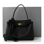 Grained Calfskin Small Rodeo Top Handle Handbag Black
