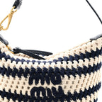 Fabric Crochet Pouch Blue White
