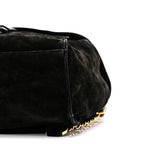 Suede CC Drawstring Backpack Black