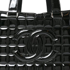 Patent Quilted Chocolate Bar Bowler Black