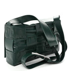 Paper Calfskin Maxi Intreccio Small Cassette Crossbody Bag Raintree