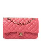 Caviar Quilted Medium Double Flap Pink