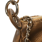 Metallic Caviar Quilted Timeless CC Shoulder Bag Gold