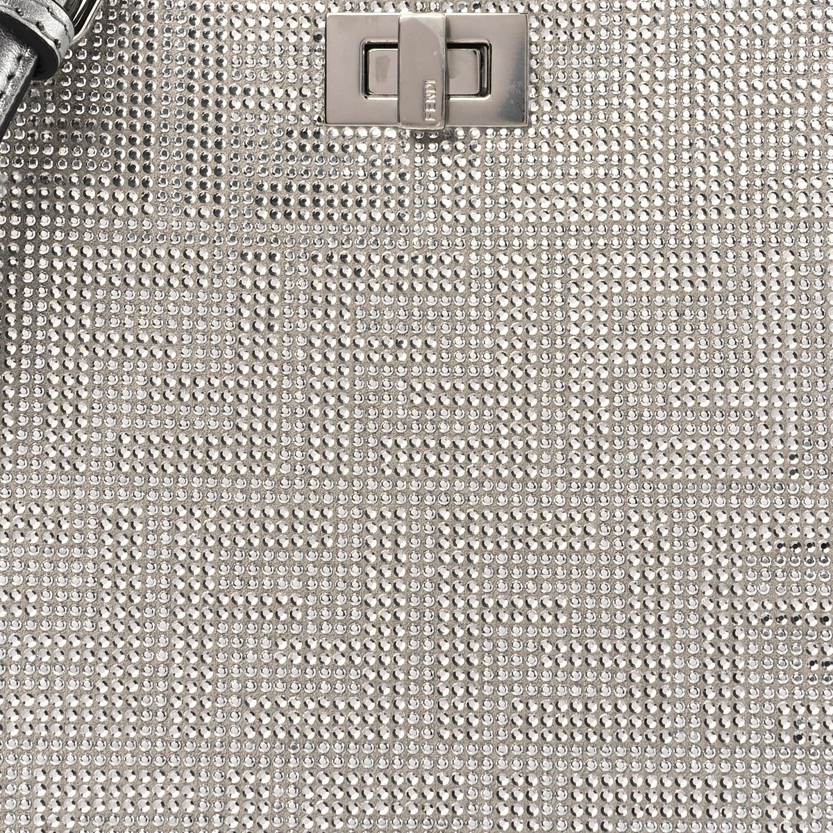 Crystal Vitello Laminato FF Petite Peekaboo I SEE U Satchel Crystal Argento