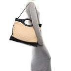Aged Calfskin Quilted Large 31 Shopping Bag Beige Black Beige Black
