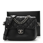 Calfskin Quilted Medium Rock My Shoulder Flap Black