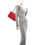 Sheepskin Quilted Small Mademoiselle Vintage Shopping Tote Red