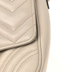 Calfskin Matelasse Monochrome Mini GG Marmont Crossbody Shoulder Bag White