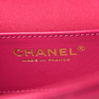 Shiny Lambskin Quilted Flap Clutch Bag Dark Pink