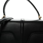Satinated Calfskin Large 16 Top Handle Bag Black