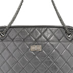 Metallic Aged Calfskin Quilted Large Reissue Camera Case Silver