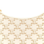 Canvas Calfskin Ava Triomphe Shoulder Bag White