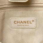 Shiny Aged Calfskin North South Shopping Bag White
