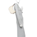Canvas Calfskin Ava Triomphe Shoulder Bag White