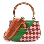 Calfskin Geometric Print Medium Bamboo 1947 Top Handle Bag Brown