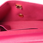 Shiny Lambskin Quilted Flap Clutch Bag Dark Pink