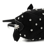 Nubuck Studded Small Le Teckel Bag  Black