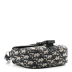 Grained Calfskin Oblique Mini Saddle Messenger Bag With Flap Beige Black