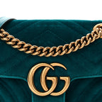 Velvet Matelasse Mini GG Marmont Shoulder Bag Pavone Cyan