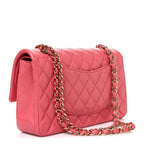 Caviar Quilted Medium Double Flap Pink