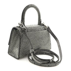 Strass Suede Hourglass Top Handle Bag XS Smoke Grey Crystal