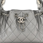 Metallic Caviar Quilted Mini Chanel 25 Handbag Anthracite