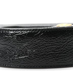Suede Patent Web Mini Ophidia Round Shoulder Bag Black