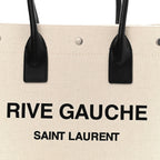 Linen Calfskin Small Rive Gauche Tote Optic White