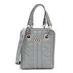 Calfskin Matelasse Chevron Mini GG Marmont Tote Grey