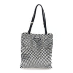 Satin Crystal Metal Triangle Logo Chain Crossbody Handbag Cristal