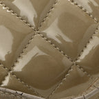 Patent Quilted Accordion Shopping Tote Beige