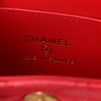 Shiny Aged Calfskin Quilted Mini Nano Kelly Shopper Red