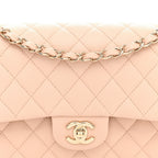 Caviar Quilted Medium Double Flap Light Beige
