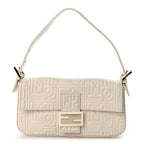 Nappa Logo Embossed Baguette White