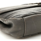 Sheepskin Matelasse Chevron Monogram Medium College Bag Asphalt