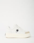 Dior White Calfskin Leather and Beige Suede Dior Star Sneakers - 38