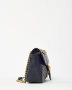 Gucci Black Leather Matelassé Small GG Marmont Shoulder Bag