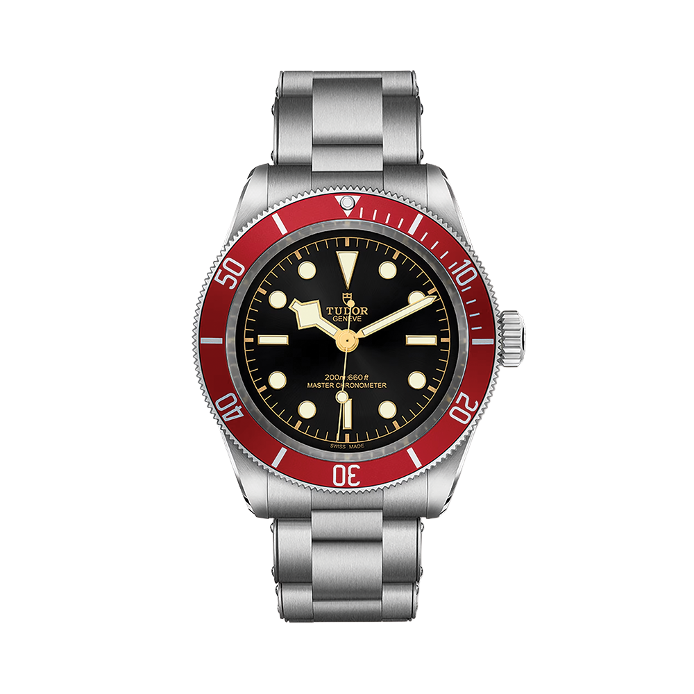 Black Bay 41mm - Black, Burgundy Bezel on Bracelet
