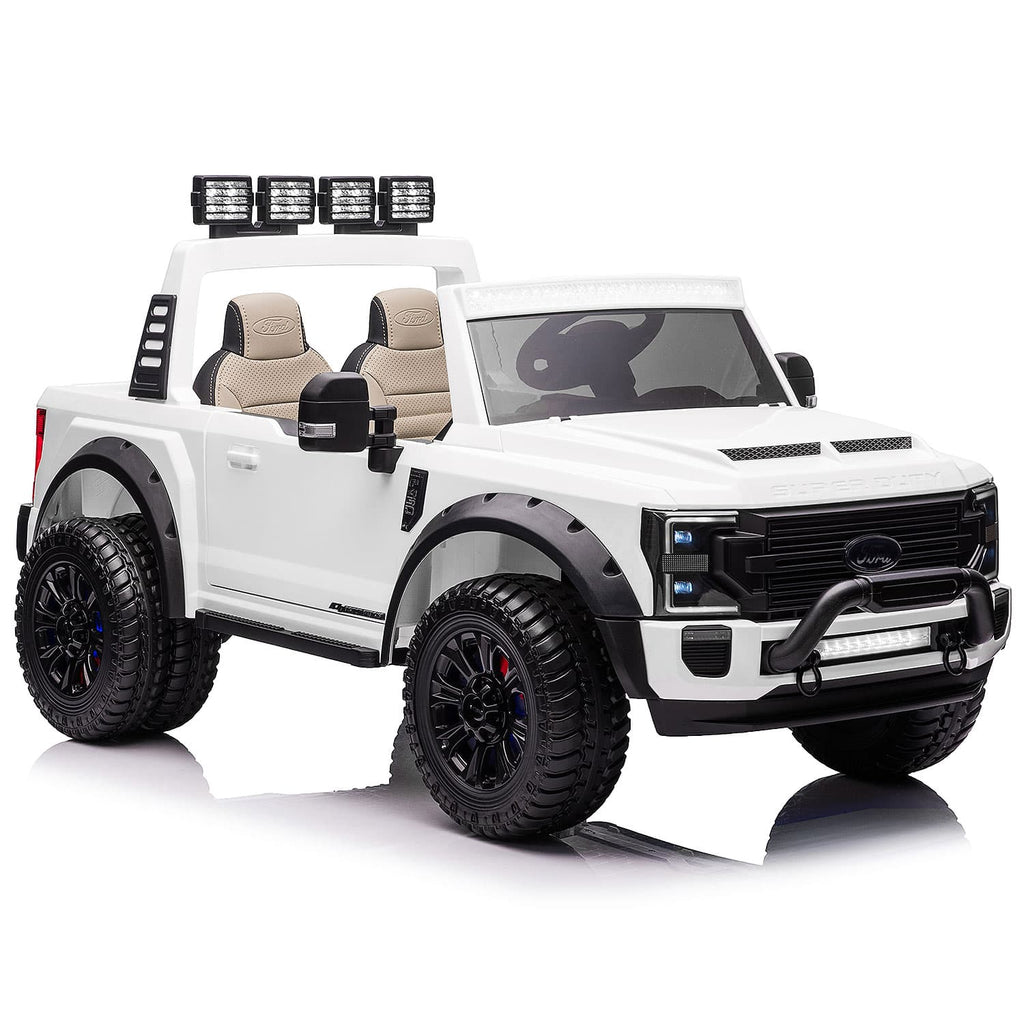 Ford F450 Custom Edition 24V Kids Ride-On Car Truck with R/C Parental Remote | White