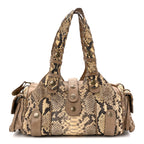 Snakeskin Calfskin Silverado Shoulder Bag Beige