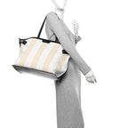Canvas Striped Days Tote Resin White