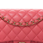 Caviar Quilted Medium Double Flap Pink