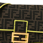 Fabric Jacquard FF 1974 Large Baguette Tobacco Moro Giallo Fluo