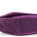 Satin Crystal Virtus Chain Clutch Purple