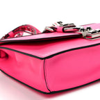 Saffiano City Calfskin Studded Large Elektra Shoulder Bag Fuchsia Black