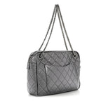 Metallic Aged Calfskin Quilted Large Reissue Camera Case Silver